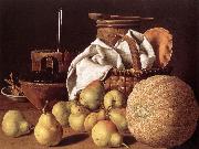 MELeNDEZ, Luis Still-life with Melon and Pears sg Spain oil painting artist